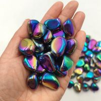 3pcs/Lot Rainbow Titanium Aura Electroplated Natural Quartz Crystal Tumbled Stones Healing Minerals Home Decoration Gift