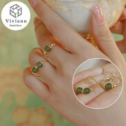 Viviann Nhẫn Ngọc Bích Hetian Thiết Kế Chính Hãng Nhẫn Vàng Mùa Hè Cổ Điển