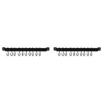 2Pcs Wall Mount Pot Rack,435mm Industrial Hanging Rail Kitchen Utensils Hanger Organiser,Lid Holder,with 20X S Hooks