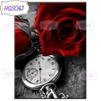 3D Diy Vintage art red rose and old pocket watch Diamond Painting Art Diamond Picture Mosaic Gift Home Wall Decoration gift