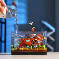 Creative Mini Fish Tank Aquarium Sea Biology Ship รุ่น Building Block Shipwreck DIY Fishbowl พร้อมไฟ LED อิฐของเล่น Gift