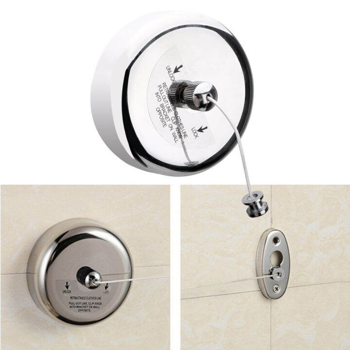Retractable Clothes Line Dryer Home Laundry Hanger Drying Rack SUS 304 Rope Wall Hanger