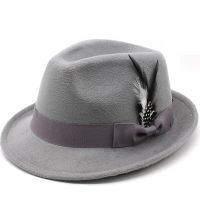 New Wool Women Men Fedora Hat For Winter Autumn Elegant Lady Gangster Trilby Felt Homburg Church Jazz Hat 55-58CM Adjustable