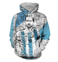 3D HOODIE-  2023 new design- 2023 Qatar World Cup champion: three stars Argentina national team&amp;Messi Jersey short sleeved sweater 121