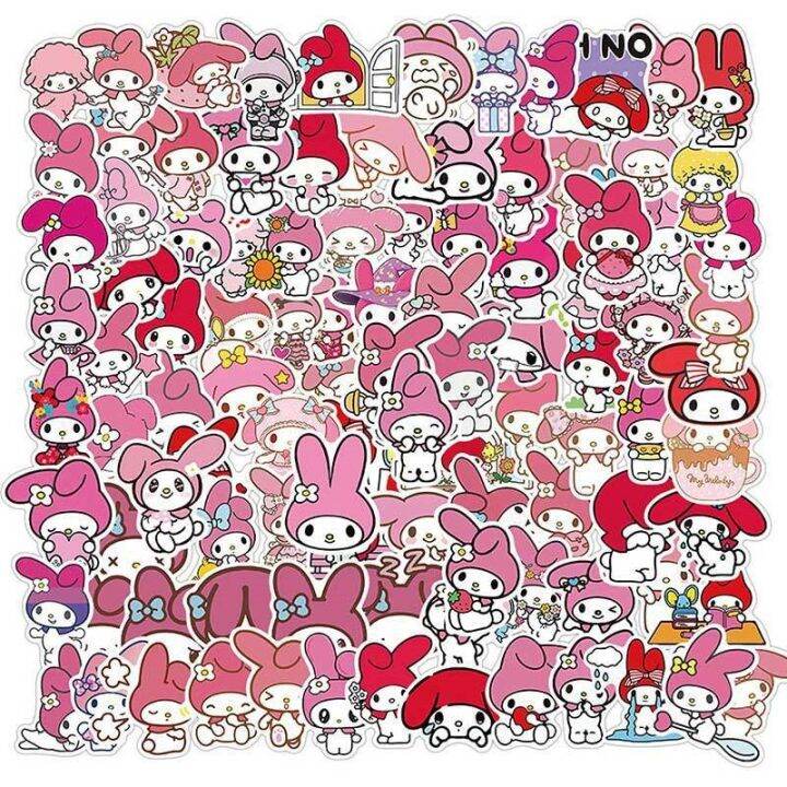 50pcs-new-sanrio-stickers-cartoon-kuromi-my-melody-cute-sticker-pack-toys-for-girls-laptop-skin-kawaii-stickers