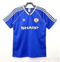 Manchest United Blue เสื้อกีฬาแบบวินเทจ88-90 Ll ห่างออกไปเสื้อแข่งฟุตบอล