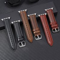 ♈♕ Genuine Leather Watchband Bracelet for Apple Watch 42MM 38MM 44MM 40MM 41MM 45MM 49mm Strap for IWatch 8 7 6 SE 5 4 3 Wristband