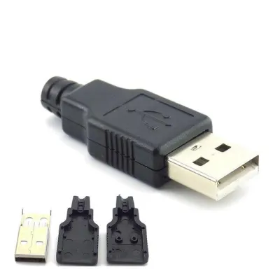 10 ชุด Mini Type A ชาย 2.0 USB 4 พินปลั๊ก Socket Connector พร้อมฝาครอบพลาสติกสีดำ Solder Type DIY Connector 3 in 1