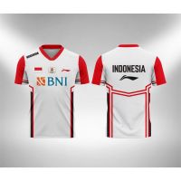 (All sizes are in stock)   Indonesian jersey Thomas Badminton Cup Rubber Cup White  (You can customize the name and pattern for free)