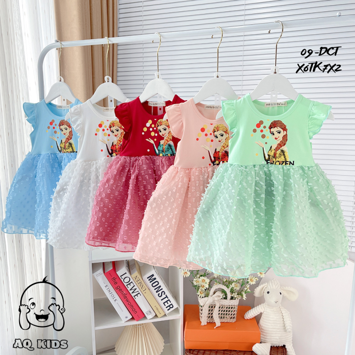 Đầm Công Chúa Elsa Cho Bé Gái Vải Cotton Cao Cấp Minlybaby Chính ...