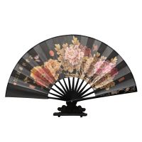 【CW】 10.41 inches men 39;s Folding Fan Bamboo Fan Bone Cloth Printed Hand Fan Summer Daily Necessities Home Decor Durable Folding Fan