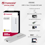 Ổ Cứng Gắn Ngoài 500GB SSD ESD260C USB 3.1 Gen 2 type C Transcend