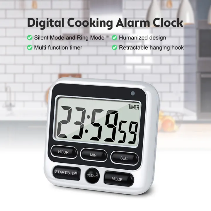Digital Kitchen Timer with Mute/Loud Alarm Switch ON/Off Switch 12 Hour