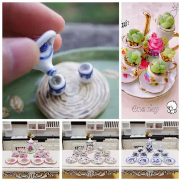 1:12 Miniature Porcelain Tea Cup Set - 15 pcs - Alice-in