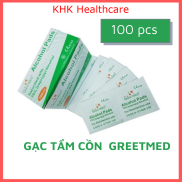 Hộp 100 miếng gạc tẩm cồn Greetmed vệ sinh sát khuẩn tay và dụng cụ