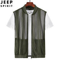 JEEP SPIRIT ชายเสื้อกั๊ก Quick-Drying Breathable Multi-Pocket การปีนเขาการจับปลาทำงานเสื้อแขนกุด