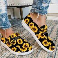 COD DSFGERERERER Women Fashion Beautiful Sunflower Big Size Canvas Leisure Flat Loafers (Size 35-43)