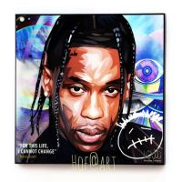 Travis Scott ทราวิส สก็อตต์ Rapper แร็ปเปอร์ Hip hop ฮิปฮอป นักร้อง รูปภาพ​ติด​ผนัง​ pop art พร้อมกรอบและที่แขวน กรอบรูป แต่งบ้าน ของขวัญ