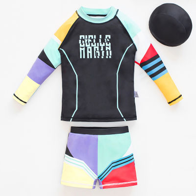 2022 New Childrens Swimwear Hot Spring Regular Girls Women Long-sleeved Sun Protection Warm and Tight Two Piece Swimsuit