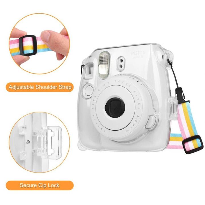 เคสป้องกันใสคริสตัลกระเป๋าฝาครอบสายคล้องไหล่สำหรับฟูจิฟูจิฟิล์ม-instax-กล้องถ่ายรูปสำเร็จรูป-mini-9-8-8