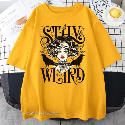 Stay Weird Comics Cute Girl Print Men/Women T Shirts T-Shirts Vintage Oversize Clothing 100% Cotton Soft Tshirts Womens