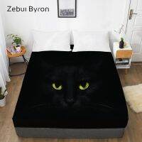 3D Fitted SheetBed Sheet With Elastic Queen/King/CustomMattress Cover 180/150x200/160x200 Animal Black cat eyesdrop ship