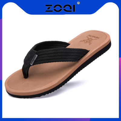 ZOQI แฟชั่นของผู้ชาย Flip Flops รองเท้าแตะชายหาดฤดูร้อน (สีน้ำตาล)