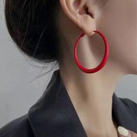 【YP】 Enamel Round Metal Hoop Earrings Clip Colorful Fashion Jewelry Classic Gifts Accessories MQ029