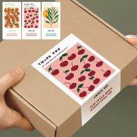 50pcs Cherry Thank you Stickers for Small Business Rectangle PackagIng Labels for Bubble Mailers  Greeting Cards  Flower Bouquet Stickers Labels