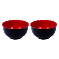 2pcs Melamine Black And Red Bowl Imitation Porcelain Rice Soup Bowls Tableware For Restaurant Home Supplies