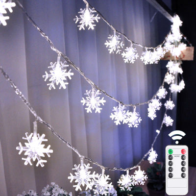 Christmas Tree Lights USBBattery220V LED Snowflake Garland Light Fairy String Outdoor For New Year Holiday Party Decoration