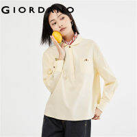 GIORDANO Women Shirts Peter Pan Collar Half Button Shirts Single Pocket Long Sleeve Gentle Sweet Fashion Casaul Shirts 18343213 105