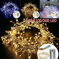 100/200LED Firecracker Fairy USB String Lights Remote control Christmas Festival Party Night Light Lamp Home Decor