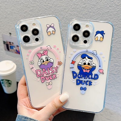 เคสแม่เหล็กหรูหราพิมพ์ลายโดนัลด์รูปเป็ด iPhone 11 12 Pro Max 13 Pro Max 7 8 Plus X XS XR เคสดิสนีย์สำหรับ iPhone