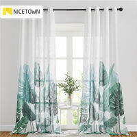 NICETOWN 1pc Tree nch Printed Slub Curtains for Living Room Bedroom Window Office Decoration Modern Cortina Fashion Tulle