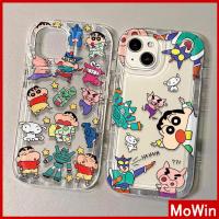 Mowin - เข้ากันได้สำหรับ เคสไอโฟน เคสไอโฟน11 เคส iphone 11 เคสไอโฟนกรอบรูปถุงลมนิรภัย TPU นุ่มใสน่ารักการ์ตูนชินจังเคสโทรศัพท์เข้ากันได้กับ  13 Pro max 12 Pro Max 11 xr xs max 7Plus 8Plus