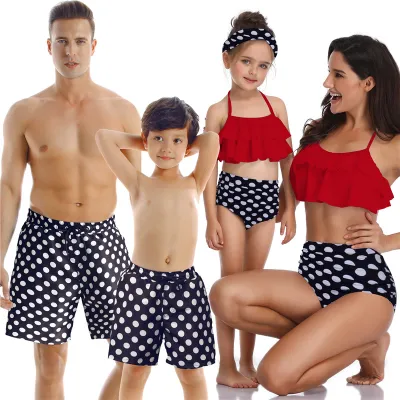 2021 Bikini Summer Family Swimsuit Mommy and Me Clothes Mom Father Son Mother and Daughter Beach Shorts Couple Matching Swimwear