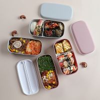 ☸ Plastic Double-layer Bento Box Sealed Leak-proof Food Storage Container Microwavable Portable Picnic School Office Lunchbox