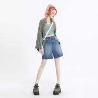 2023 กางเกงขาสั้นผ้ายีนส์ทรงหลวมเอวสูงยางยืดสำหรับฤดูร้อนรุ่นใหม่ WOMEN JEANS SHORTS