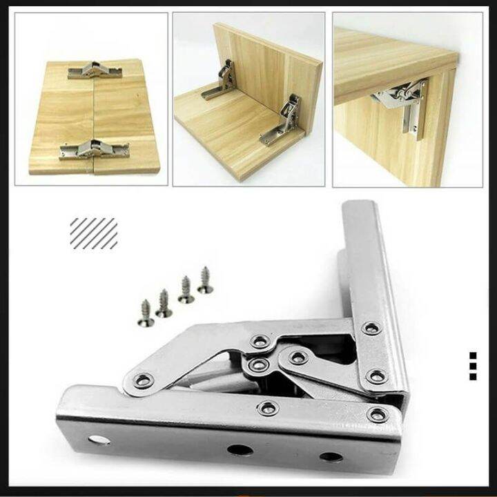 2PCS 90 Degree Self Locking Folding Hinges Hole free Hinge Table Legs