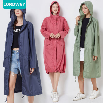 LORDWEY เสื้อกันลมกันฝนสำหรับผู้ใหญ่,ขนาดกลางและยาวสำหรับทั้งหญิงและชายหมวกแฟชั่น,กันอากาศและเสื้อผ้ากันน้ำ,แขนยาว