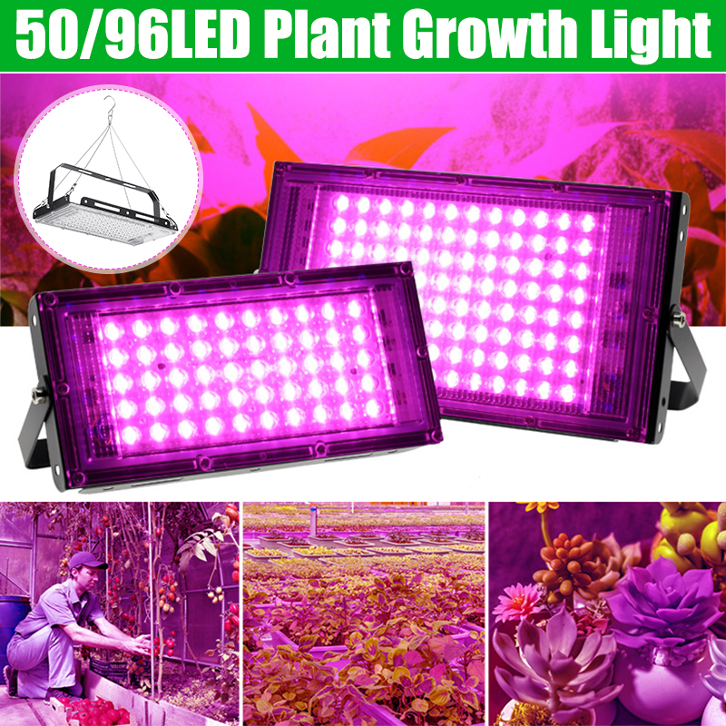 2pcs LED Grow Light Phyto Lamp 50W Full Spectrum Indoor Outdoor Plant Spotlight 
