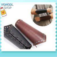 NQMODL SHOP เครื่องหนังแท้ ยิงธนูแขนยาม สีดำสีน้ำตาล ถุงมือกันร้อน Viking Bracer อุปกรณ์เสริมกีฬา พังก์สไตล์ สายรัดข้อมือ ชายหญิง