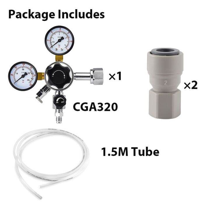 W21.8/CGA320 Beer Gas Line Assembly,PushIn Fittings &Co2 Regulator &1