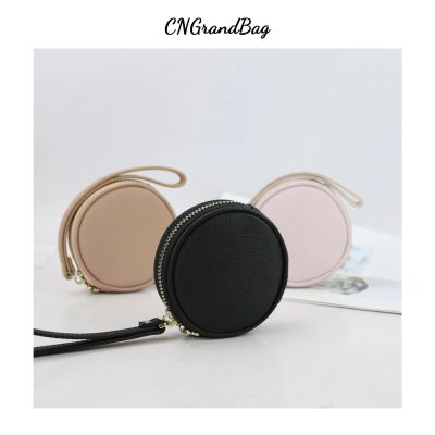 Customized Initial Letters Saffiano Leather Coin Purse Leather Round Earphone Holder Small Travel Coin Pouch With Wristlet