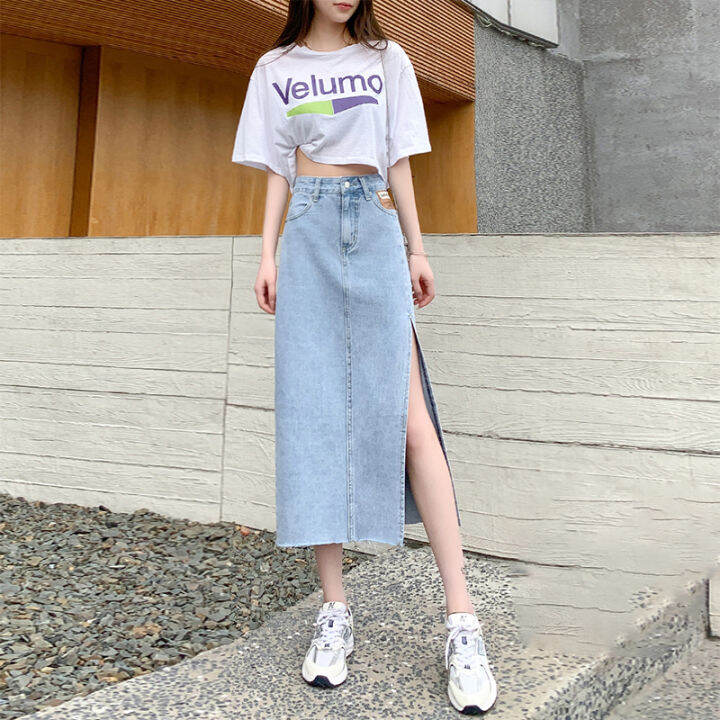 Mid length clearance denim skirts youth