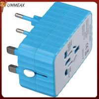 UMMEAX ทองแดง Adaptor Traveling พลาสติกสีฟ้าผนัง AC ปลั๊กไฟสีขาวทนทานพอร์ตที่ชาร์จ USB คู่เดินทาง