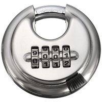 Stainless Steel Rustproof Outdoor Round Lock 4 Digit Combination Discus Lock With Hardened Shackles Round Disc Padlock