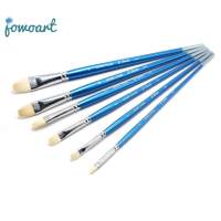 Jowoart 6 pcs สีน้ำภาพวาดคุณภาพสูงไนลอนสีฟ้ายาวแปรงศิลปินมืออาชีพแปรงสำหรับสีน้ำมันชุดแปรง