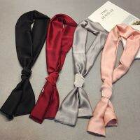 【CW】 Fashion Neckerchief Headband Hair Scarf Silk Scarves Female 145x15cm Pink Ladies